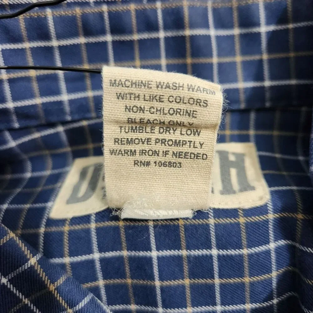 Duluth Trading Co. Dress Shirt Men M Blue Plaid Check Button Down Long Sleeve